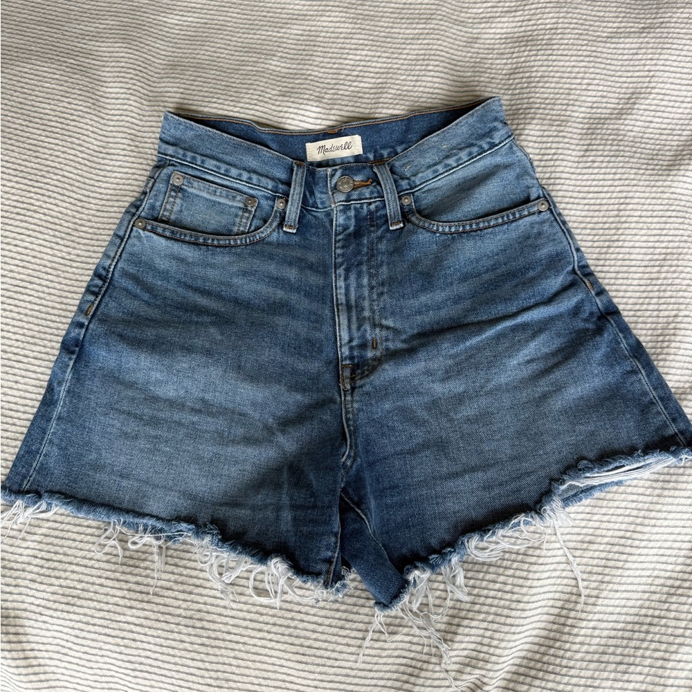 Madewell Distressed High-Rise Denim Cutoff Shorts - Blue